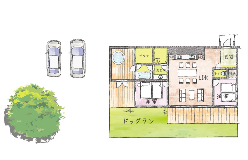 プライベートドッグヴィラ6名定員間取り図